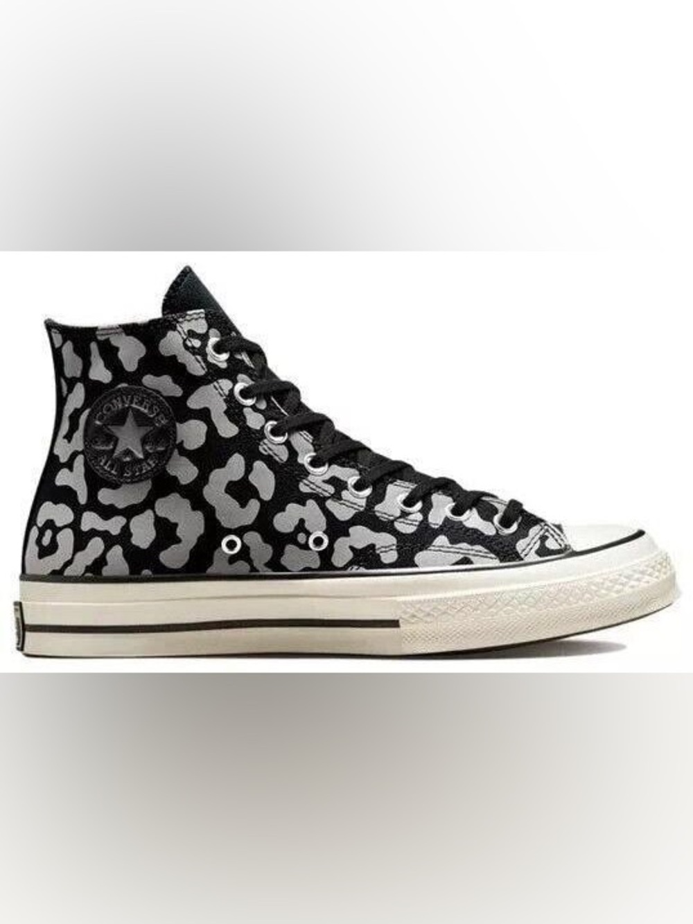 Converse Black and Gray High-Top with Leopard-Inspired Print